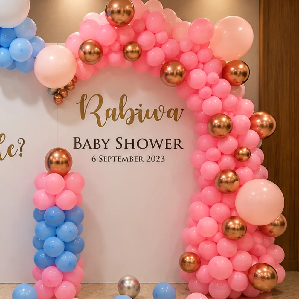 She or He Baby Shower Backdrop — photo 3