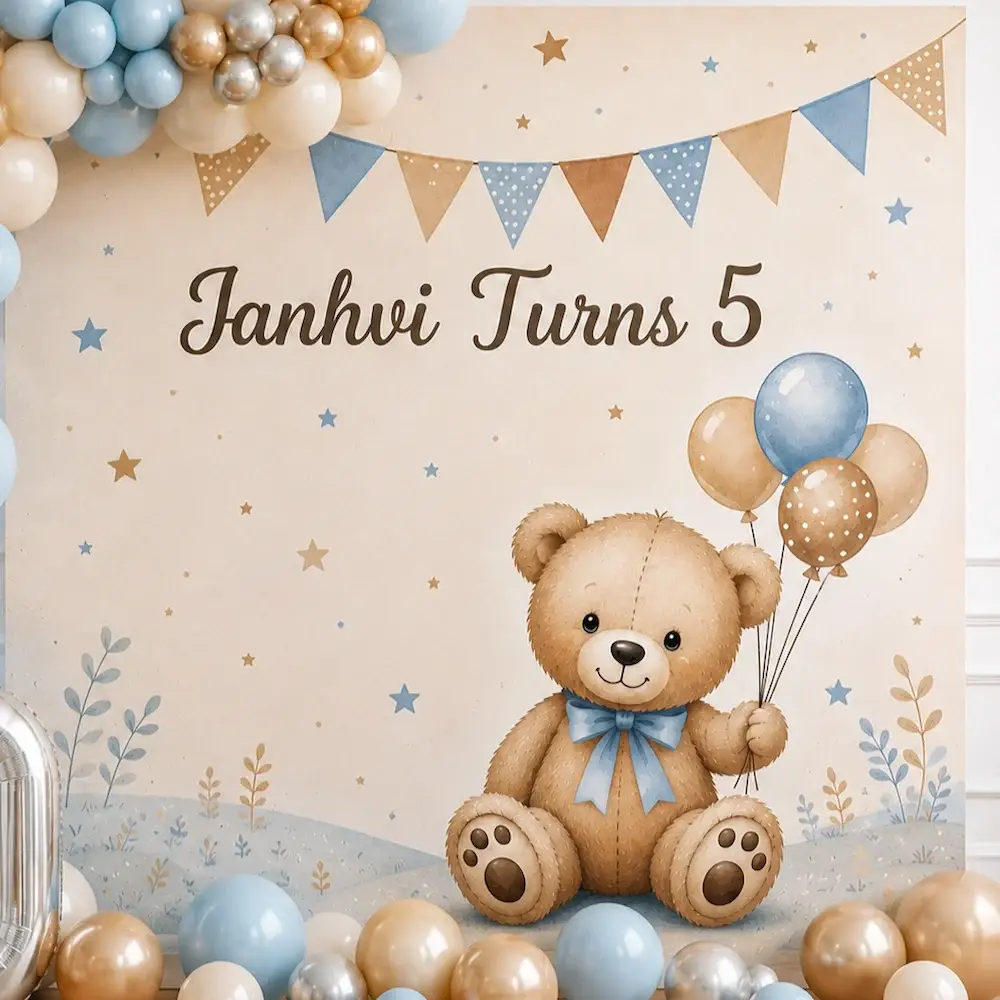 Teddy Bear Birthday Backdrop Decoration for Kids — photo 2