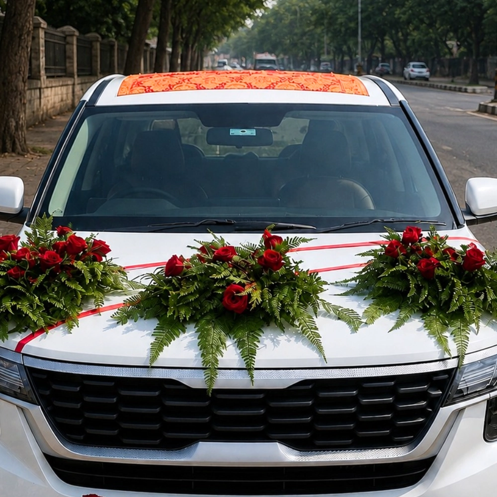 Royal Red Rose Wedding Car Decoration — photo 2