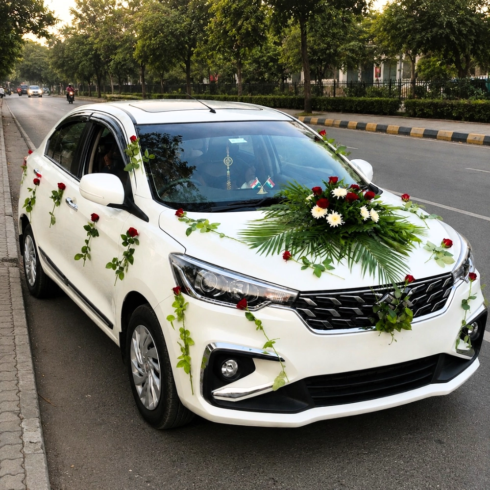 Classic Red Rose Wedding Car Decoration