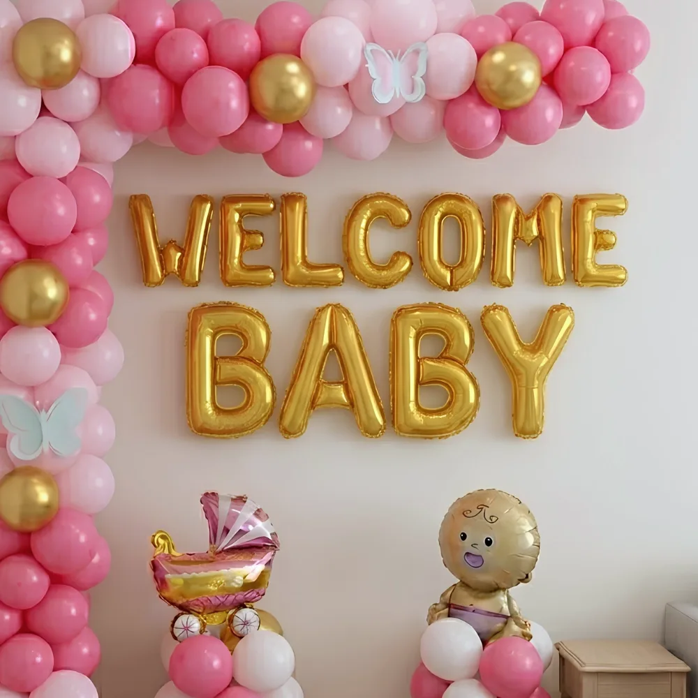 Welcome Baby Girl Balloon Decoration — photo 2
