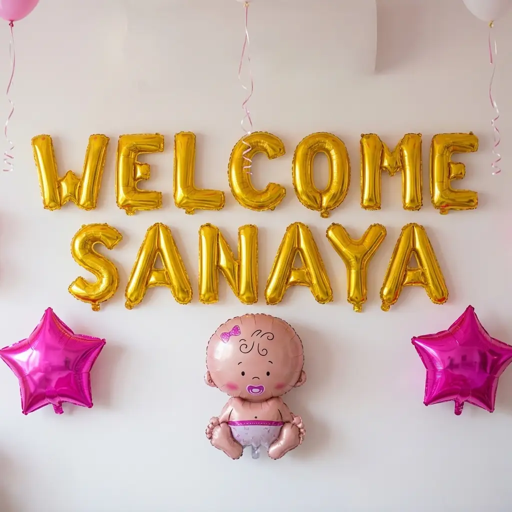Pink Theme Baby Welcome Decor with Flowers — photo 2
